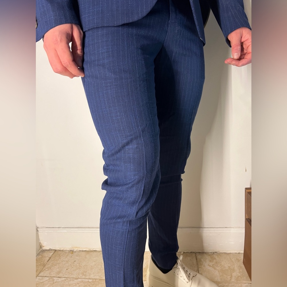 Royal blue pin stripe suit pants